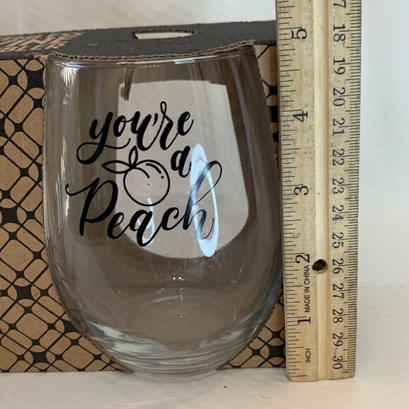 Stemless Wine Tumbler Your A Peach In Black New In Box Made USA 5 Inches Tall - Picture 7 of 8